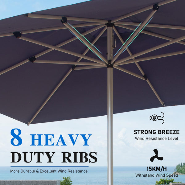 English Elm Rectangle Patio Umbrella with Crank Lift and Tilt, UV-Resistant 180G Polyester Canopy, Ventilated Shade (Base Not Included) Navy Blue W1859P353557