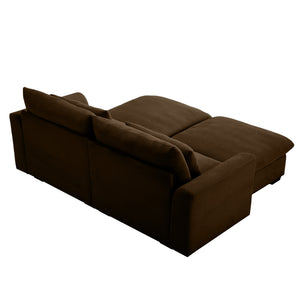 English Elm Corduroy Two-Seater Sofa With Storage Footrests - Versatile Modular Sectional For Modern Living W714S00658