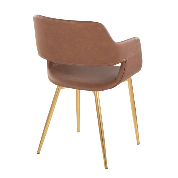 English Elm Margarite Contemporary Accent Chairs Set Of 2 In Brown Faux Leather With Gold Metal Legs - Chic Design B202S01274