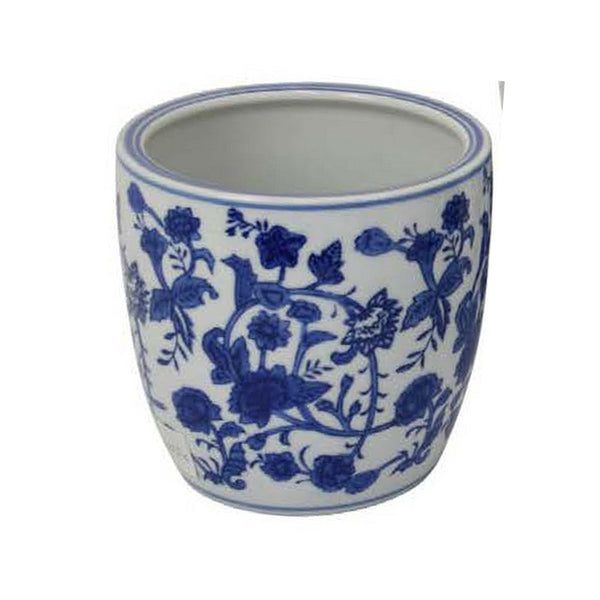 English Elm Garden Ceramic Planter Trio Hand Painted Floral Glazed Japanese Style Home Decor Set Blue And White Stripes B056P412620