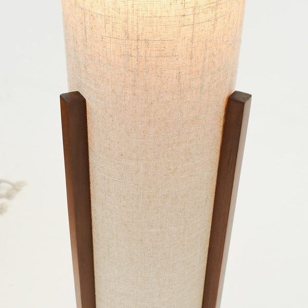 English Elm Arc Floor Lamp with Walnut Base and Drum Shade for Reading or Bedroom Ambiance B183P315102