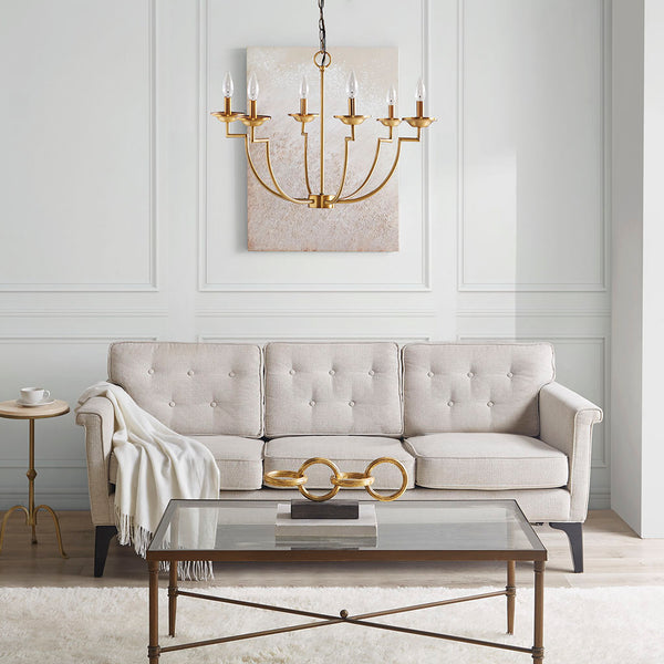 JLA Home Hampton Hill - 6-Light Hampton Hill Savor Chandelier in Polished Gold — Timeless Candelabra Style, Adjustable Chain, Ambient Luxury Lighting (90W Max) FB150-1163