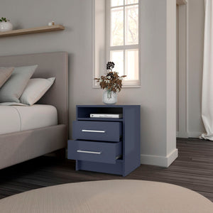 English Elm Nightstand with 1 Drawer and 3 Open Shelves, Compact Alby Finish for Stylish, Organized Bedrooms Blue 23.62 L x 19.69 W x 6.3 H B097P395895