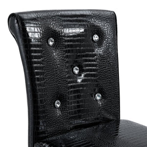 English Elm A Set of 2 Glam Faux Alligator Pvc Barstools with Crystal Buckle Detail Black W1512P491559