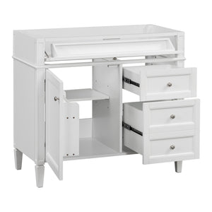 English Elm 36'' Modern Bathroom Vanity Cabinet with Tip-Out Drawer, Adjustable Shelf, Smooth Metal Slides, Solid Wood Frame White N710P186084K