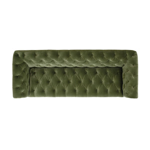 English Elm Jennifer Taylor Home - Alto Handcrafted 88" Tufted Chesterfield Sofa in Olive Performance Velvet with Nailhead Trim and Supportive Frame B2719P238299