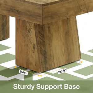 English Elm Wooden Rustic Mdf Coffee Table Open Base Rectangular Design for Living Room Decor T3971P449559