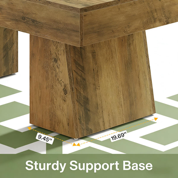 English Elm Wooden Rustic Mdf Coffee Table Open Base Rectangular Design for Living Room Decor T3971P449559