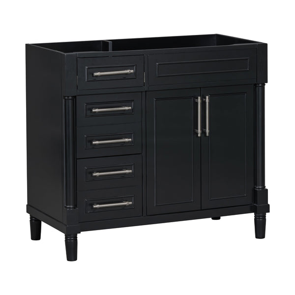 English Elm 36'' 36" Bathroom Vanity Freestanding Storage Cabinet with 3 Soft-Close Drawers, Solid Wood Frame, 300lb Capacity WF322109AAB