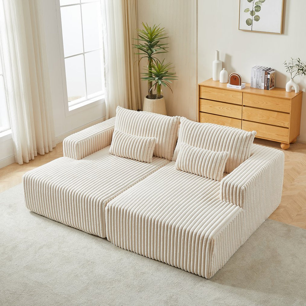 English Elm 87" Oversized Sectional Lounge Chaise - Plush Corduroy, No Assembly, Reclining Sofa Bed For Cozy Spaces W834S00320