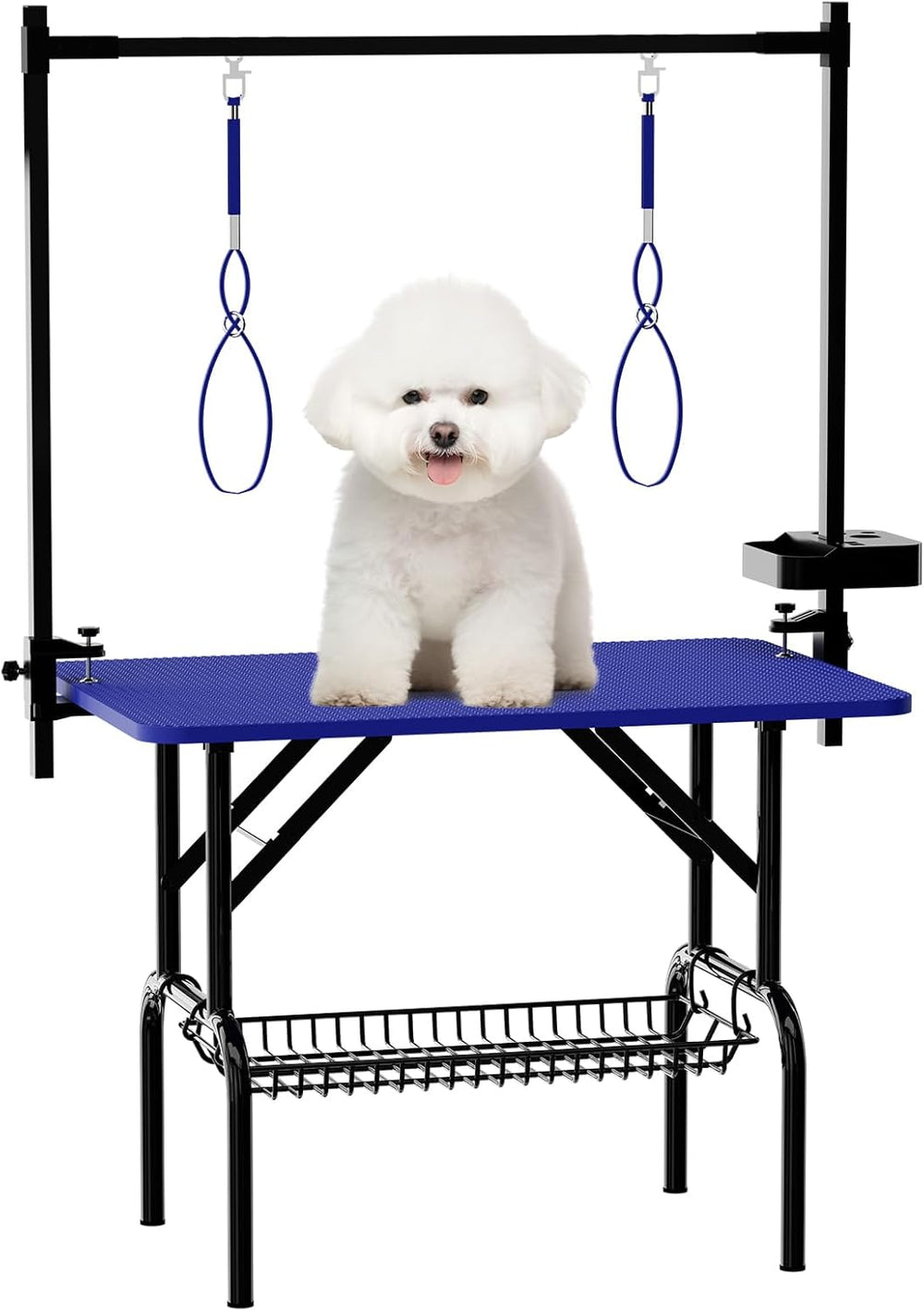 English Elm 36''large Folding Dog Grooming Table with Arm Noose Mesh Tray for Home Pet Care W3587P358723