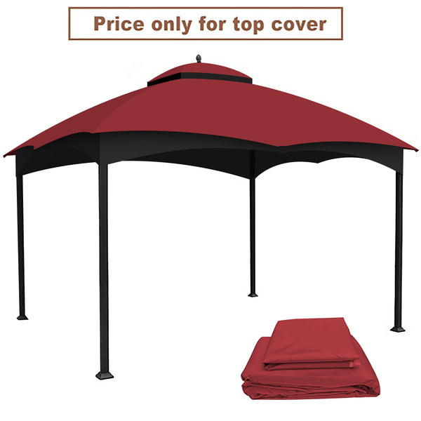 English Elm Replacement Canopy Top Heavy Duty 10x12 Gazebo Roof with Vent, UV Water-Repellent Fabric, Mosquito Netting Burgundy W419P208847