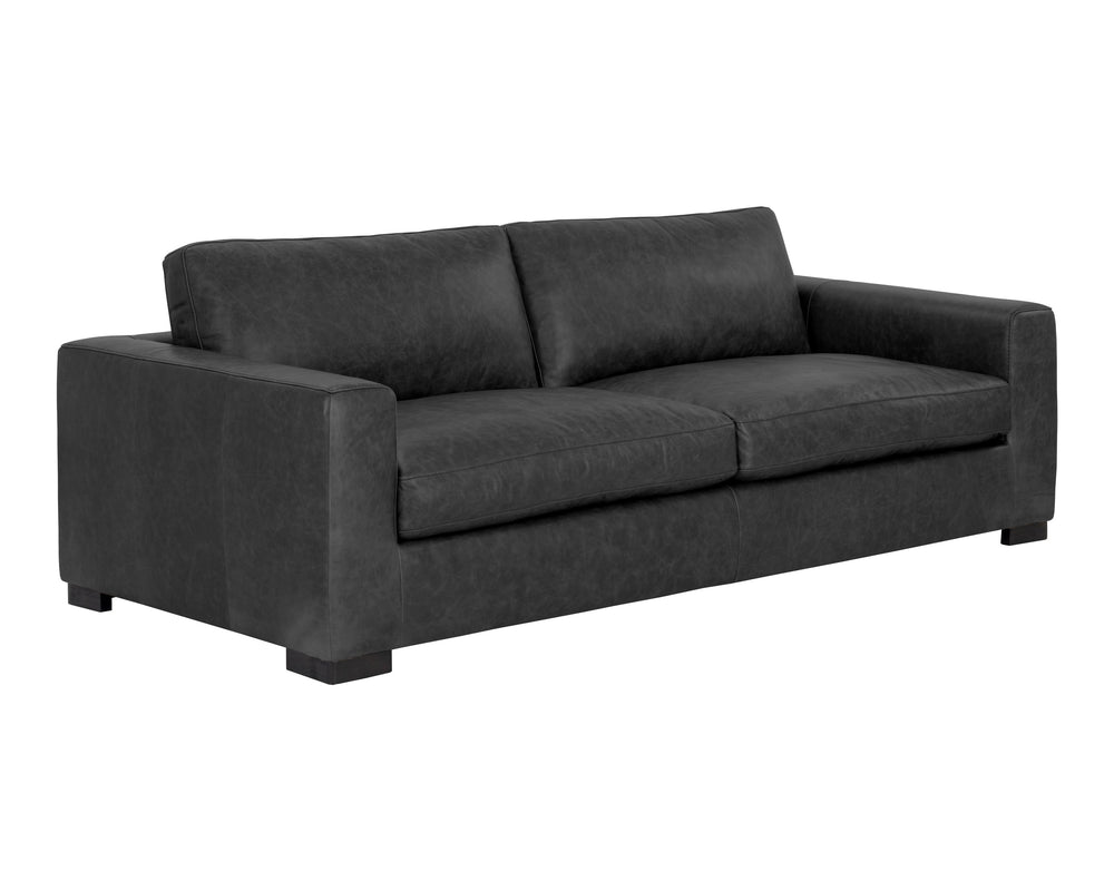 Sunpan Baylor Sofa - Elevate Your Living Space with Sophisticated Style and Luxurious Buffalo Leather Finish Marseille Black Leather