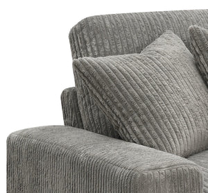 English Elm Tavia Gray Corduroy Reversible Sectional Sofa with 6 Pillows, Pocket Coil Seats, Modern L-Shape B2726P271002