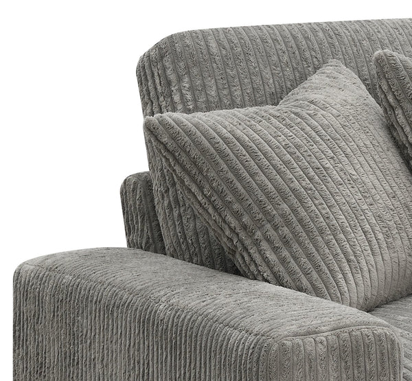 English Elm Tavia Gray Corduroy Reversible Sectional Sofa with 6 Pillows, Pocket Coil Seats, Modern L-Shape B2726P271002