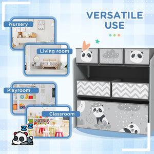 English Elm Qaba Kids Toy Organizer with 6 Bins, Cute Gray MDF Storage Shelf for Bedroom, Durable & Safe W2225P249762