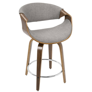 English Elm Mid-century Modern Swivel Counterstools Walnut Frame Woven Upholstery Kitchen Set B202P221709