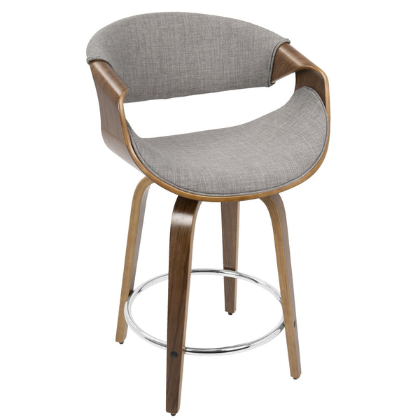 English Elm Mid-century Modern Swivel Counterstools Walnut Frame Woven Upholstery Kitchen Set B202P221709