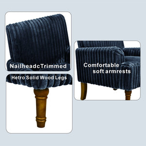 English Elm Modern Wide Wale Corduroy Accent Chair Solid Wood Legs Upholstered Living Room Seat Dark Grey W5568P445687