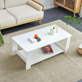 English Elm A Modern and Practical White Coffee Table. The Double Layered Coffee Table Is Made Of Mdf Material,. Suitable For Living Room, Bedroom, and Study.Ct-16