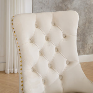 English Elm A&a Velvet Tufted Dining Chairs with Nailhead Trim Solid Wood Tapered Legs Set of 2 W1143P179487