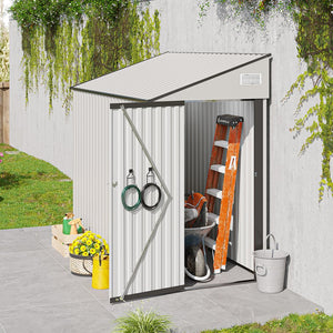 English Elm Campcraft Metal Storage Shed with Sloped Roof Ventilation and Weather Resistant Steel Panels White W1598S00047