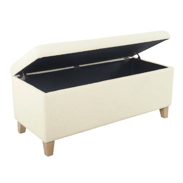 English Elm Liv Sherpa Upholstered Storage Ottoman Bench with Hinged Lid and Wood Base B056P416984