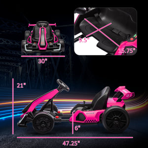English Elm Aosom 24v Electric Go Kart Ride on Toy with Drifting Dual Motor and Adjustable Seat Pink W2225P229144