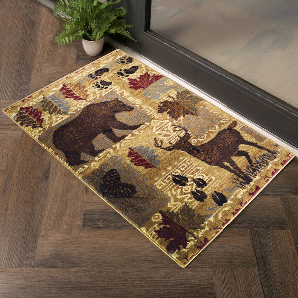 English Elm Nature'S Nest Lodge Area Rug 7'10" X 10'3" - Rustic Beige, Durable, Easy Care For High-Traffic Areas B186P180944