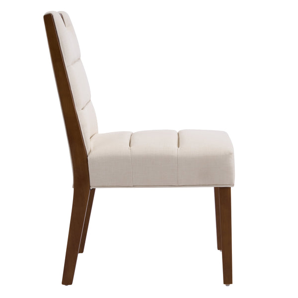 English Elm Upholstered Armless Dining Chairs Rubberwood Frame Minimalist Set of 2 for Compact Spaces Beige,Walnut N768P391163W