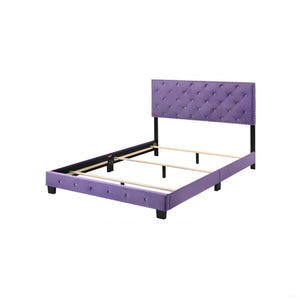 English Elm Enchanting Purple Velvet Queen Bed with 48"H Headboard, Transitional Style, Sturdy Support & Assembly Required B078108006