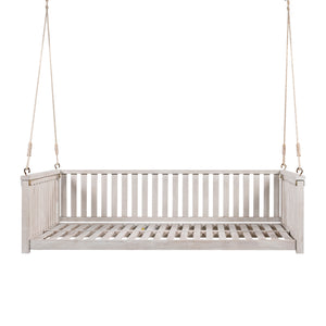 English Elm Topmax Acacia Wood Porch Swing Bed Sloped Frame Outdoor Lounger for Backyard Patio White WF319383AAK