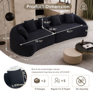 English Elm Compression Foam Curved Sectional Chenille Sleeper Sofa for Modern Living Rooms W2231S00051