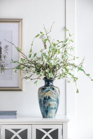 English Elm D8.7x15.5" Ceramic Floor Vase Reactive Glazed Artisan Finish for Mantel or Sideboard W2078P489201