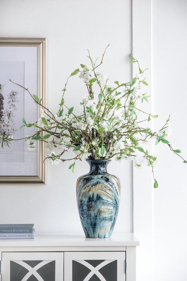 English Elm D8.7x15.5" Ceramic Floor Vase Reactive Glazed Artisan Finish for Mantel or Sideboard W2078P489201