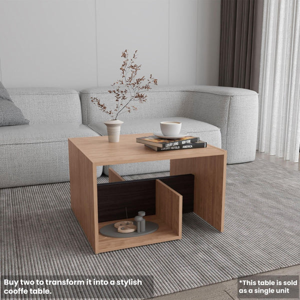English Elm Side Table 25" H - Modern Minimalist Design With Open Shelves For Versatile Storage Solutions B097P296864-GIGA