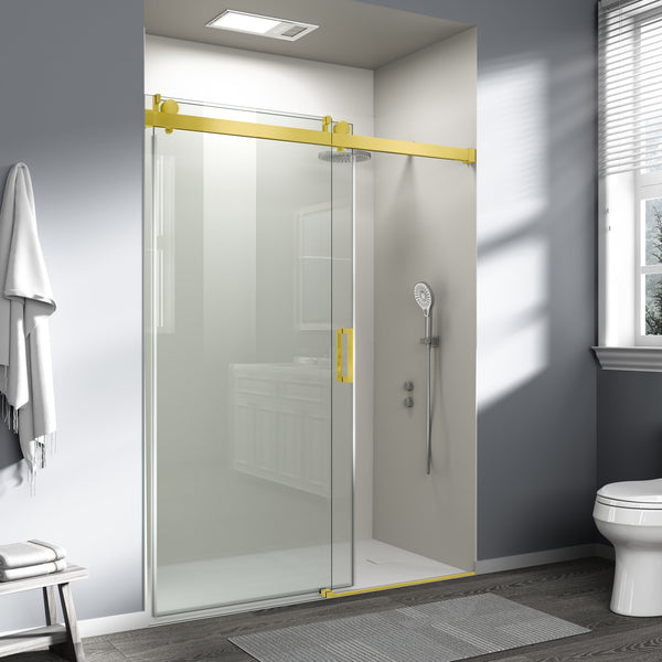 English Elm Top Rail with Buffer Gold Polished Finish Frameless Shower Door Sliding Track W1920P457919