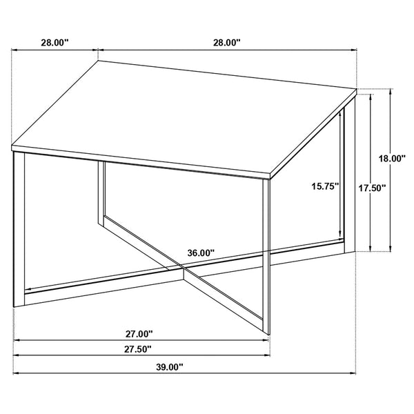 English Elm Volz Genuine Marble Top Square Coffee Table with Sculptural Iron Base for Living Rooms B062P451806