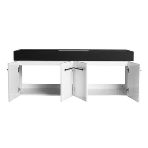 English Elm 60 Inch Wall-Mounted Bathroom Vanity With Double Black Resin Sink & Soft-Close Doors For Style W999S00253