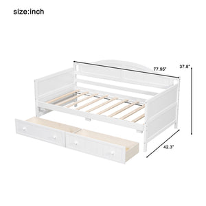 English Elm Twin Wood Daybed Sofa with Storage Drawers Arched Frame for Guest or Kids Room N708P357111K