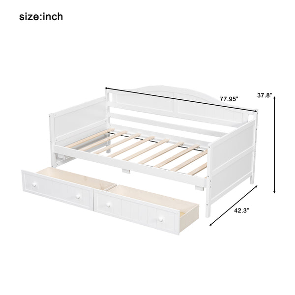 English Elm Twin Wood Daybed Sofa with Storage Drawers Arched Frame for Guest or Kids Room N708P357111K