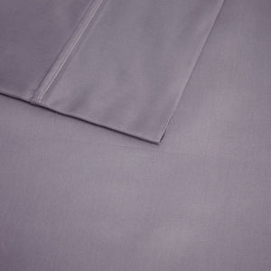 English Elm 4-piece Queen Sateen Cotton Blend Sheet Set for Cool Breathable Sleep Year Round Purple B035P437450
