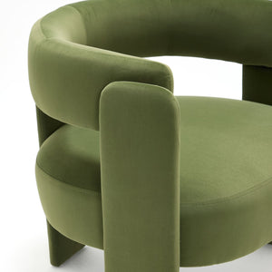 English Elm Accent Chair Velvet Upholstered Mid Century Modern Seat with Tapered Wood Legs for Any Room Green W3244P417183