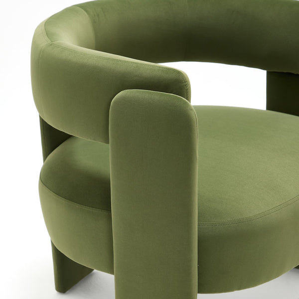 English Elm Accent Chair Velvet Upholstered Mid Century Modern Seat with Tapered Wood Legs for Any Room Green W3244P417183