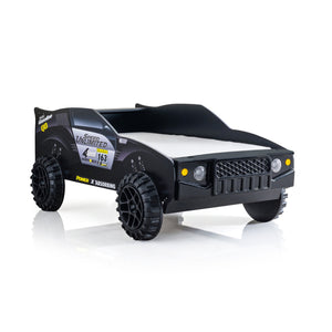 English Elm Modern Jeep Twin Bed with Led Headlights Gloss Black Mdf Frame for Kids Rooms B2741S00915