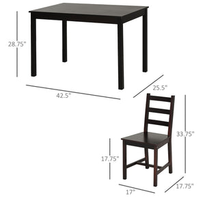 English Elm Dining Set for Four Solid Pine Wood Table with Slatted Chairs in Chestnut Finish T3971P384666