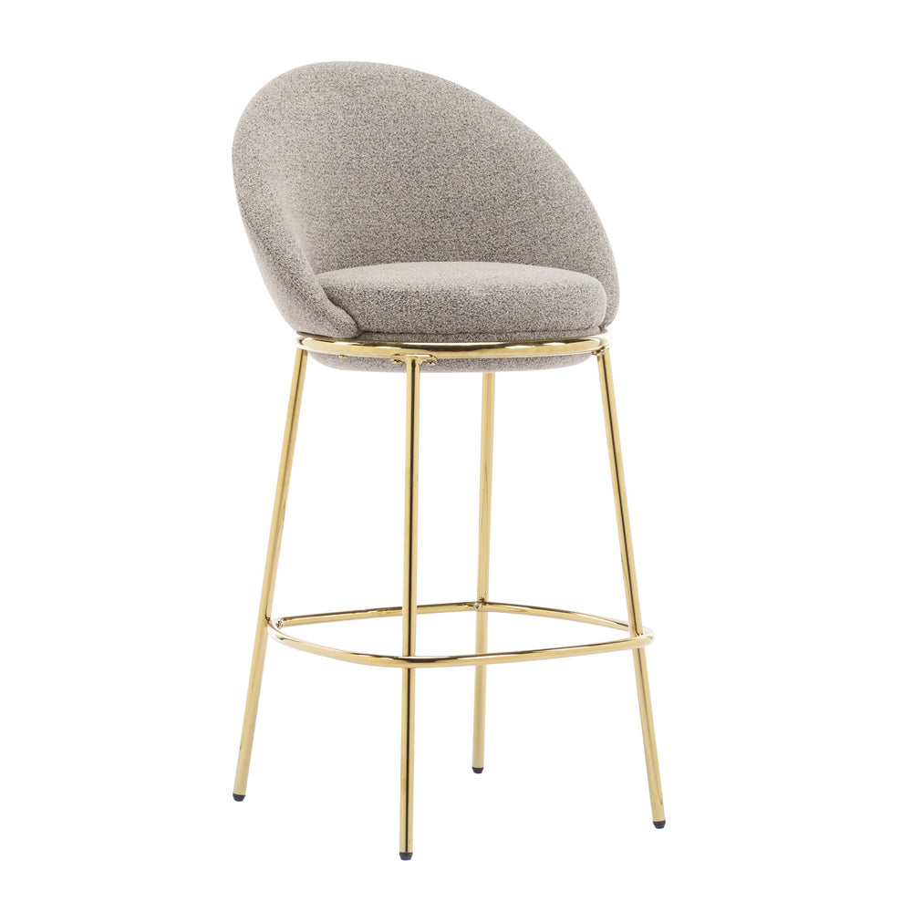 English Elm Christopher Knight Home® - Celano Upholstered Metal Barstool Set of 2 with Plush Rounded Seat, Semi‑Enclosed Backrest, Durable Frame Beige+Gold N775P268055B