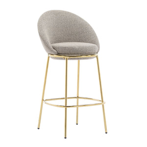 English Elm Christopher Knight Home® - Celano Upholstered Metal Barstool Set of 2 with Plush Rounded Seat, Semi‑Enclosed Backrest, Durable Frame Beige+Gold N775P268055B