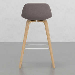 English Elm Harvard Mocha Bentwood Counter Bar Stools Set of 2 – Mid-Century Wood Frame, Chrome Footrest, Upholstery B2732P253614