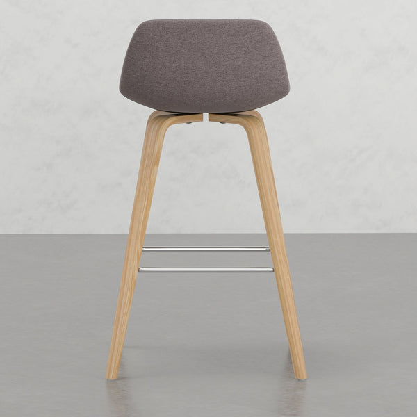 English Elm Harvard Mocha Bentwood Counter Bar Stools Set of 2 – Mid-Century Wood Frame, Chrome Footrest, Upholstery B2732P253614